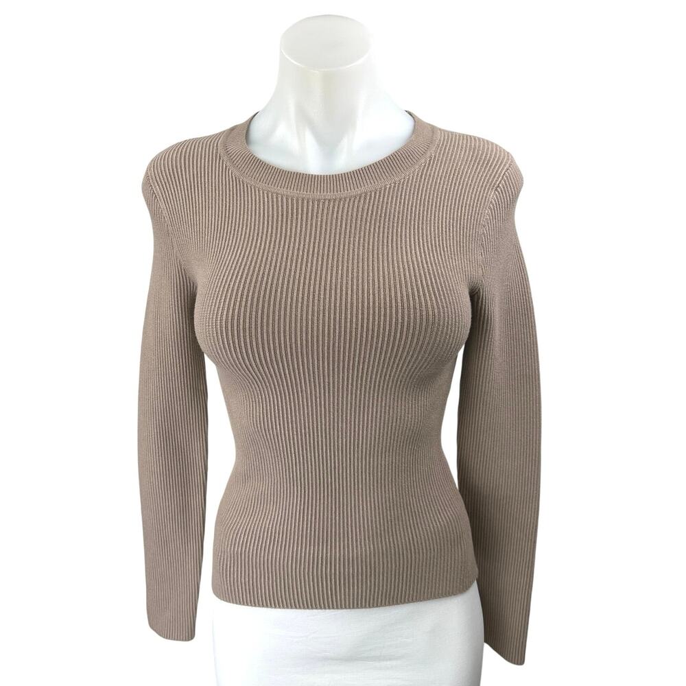 Abercrombie & Fitch Brown Tan Rib Knit Long Sleeve Pullover Sweater Shirt Top XS